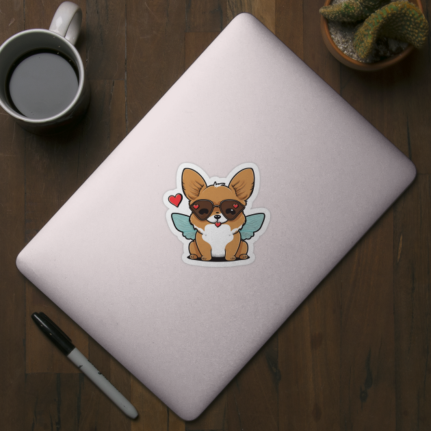 kawaii cute happy dog with butterfly wings by Darksavage